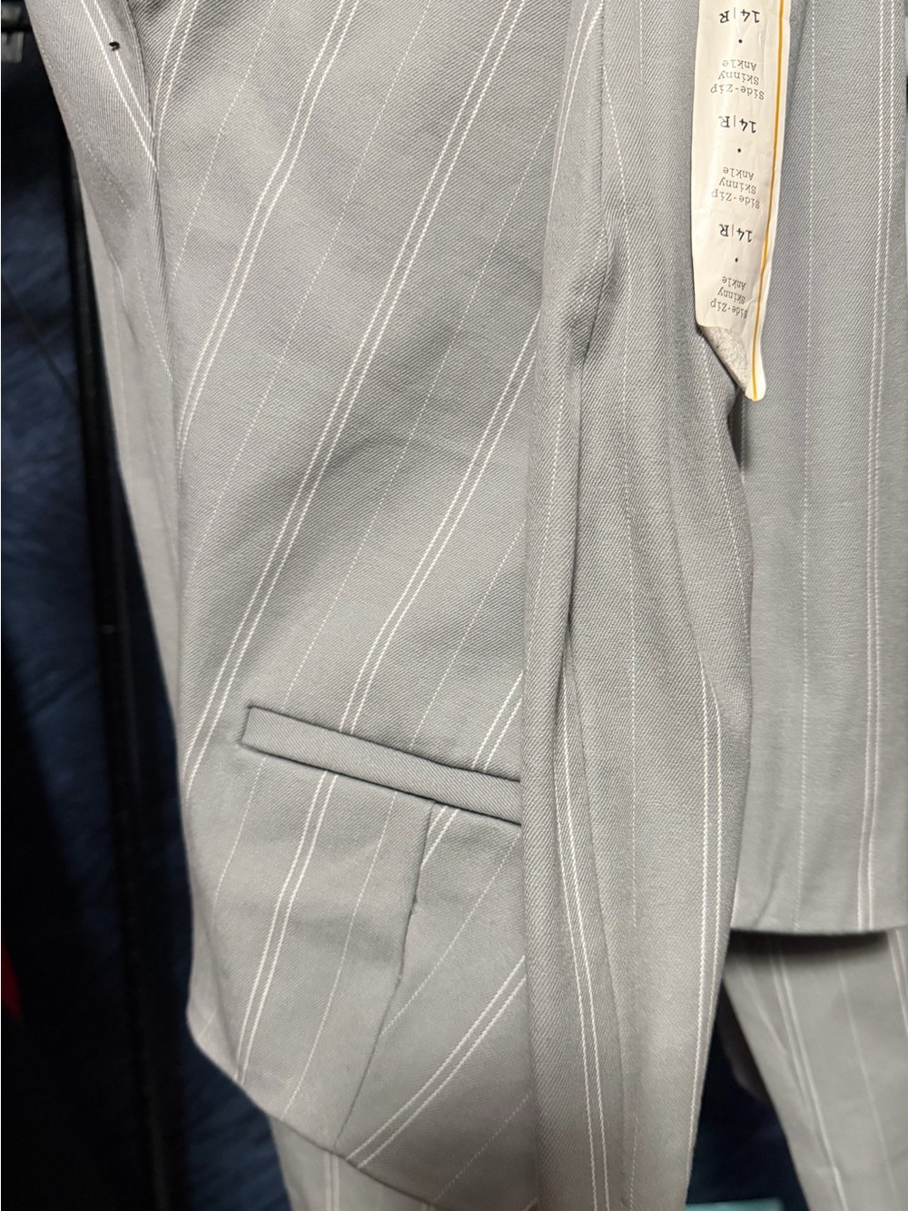 Macy's Light Gray Pinstripe Women's Pantsuit Jacket